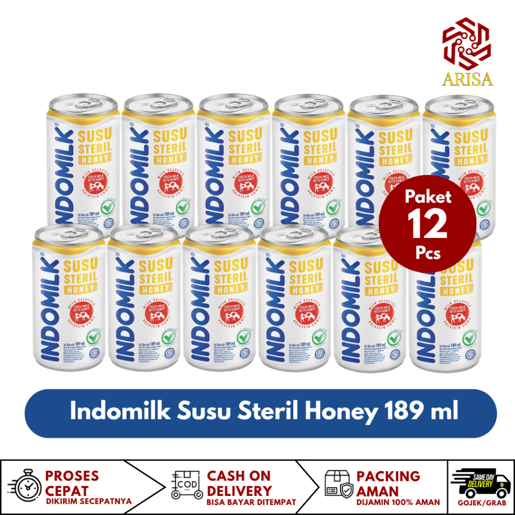 

Paket 12 Indomilk Susu Steril Honey 189ml, Susu nya Riil Faedah nya Riil