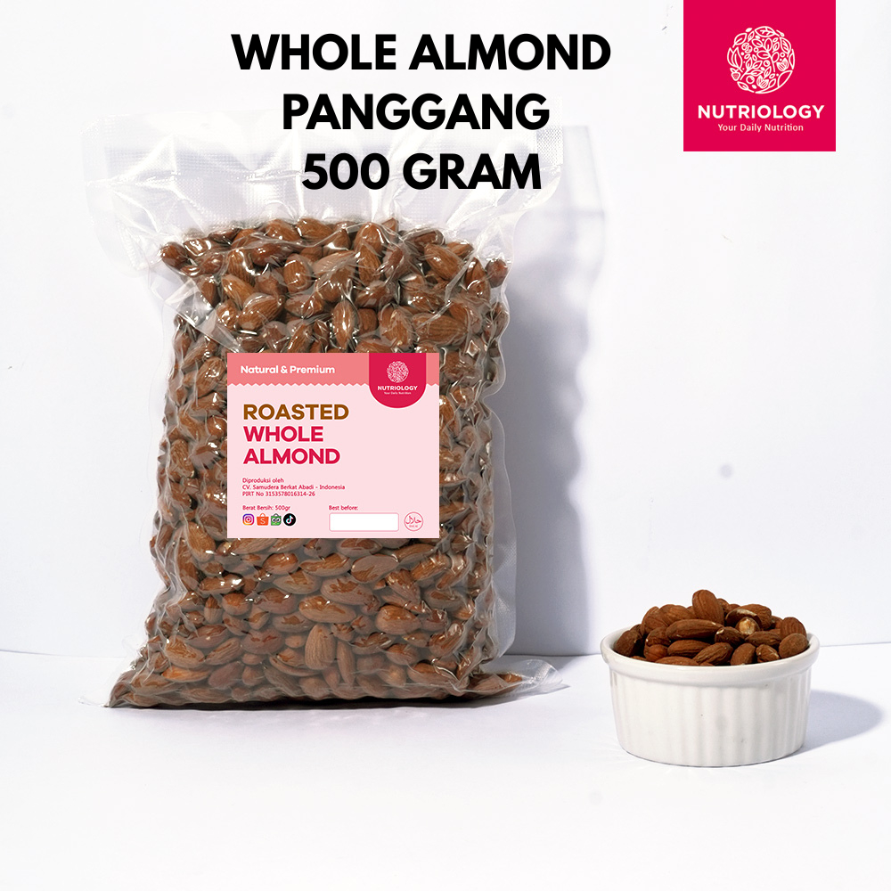 

Almond panggang Utuh 500 gr whole nuts roasted kacang Natural Premium Alami Healthy Nuts Superfood snack crunchy