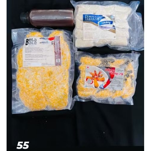 

Paket Hemat Dbaloy No.55 | pempek bandeng + cuko,udang tempura,batari krispy