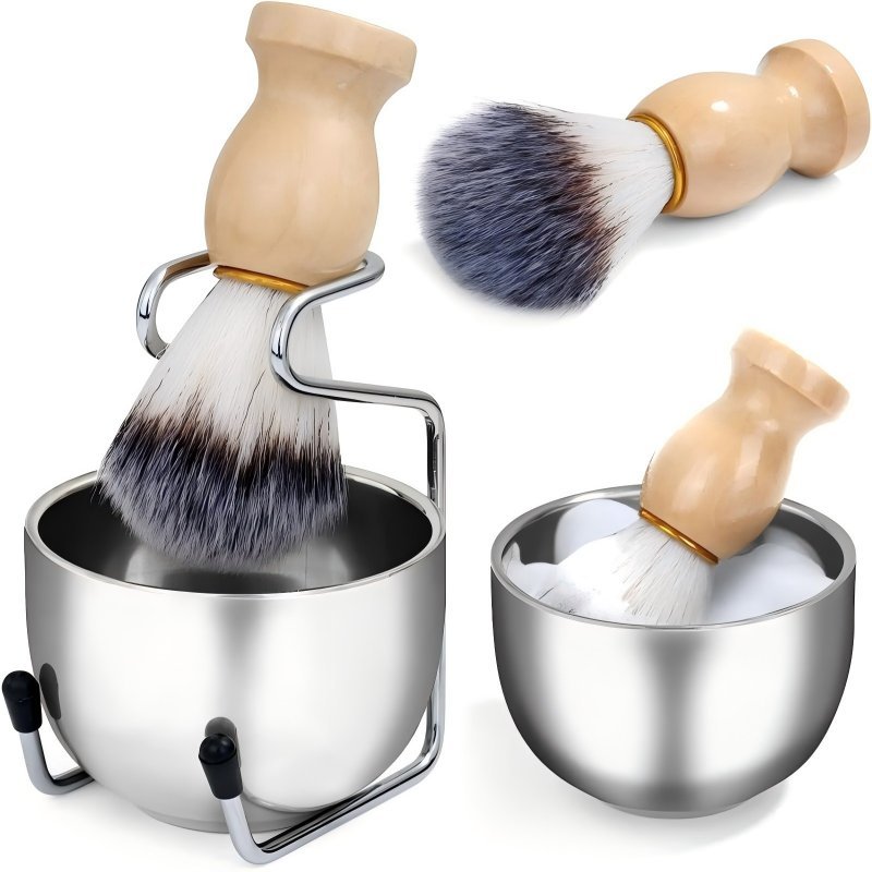 Perlengkapan Cukur Pria Barber Set dengan Kuas Cukur, Mangkok Shaving & Sikat Cukur Cream Bowl