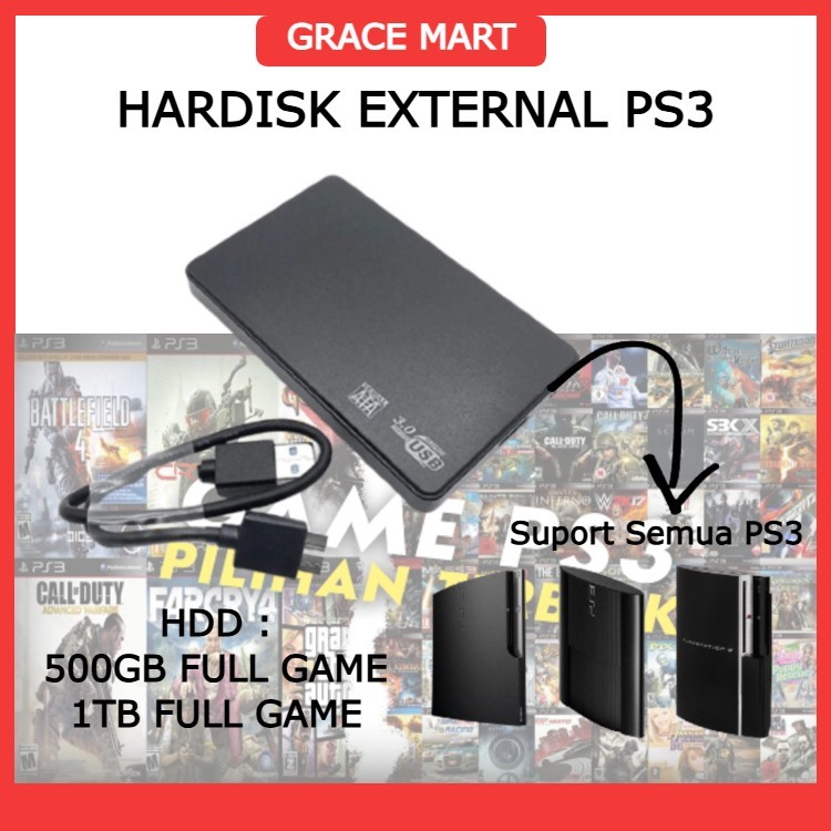 Hardisk Eksternal PS3 // HDD PS3 1TB FULLGAME 