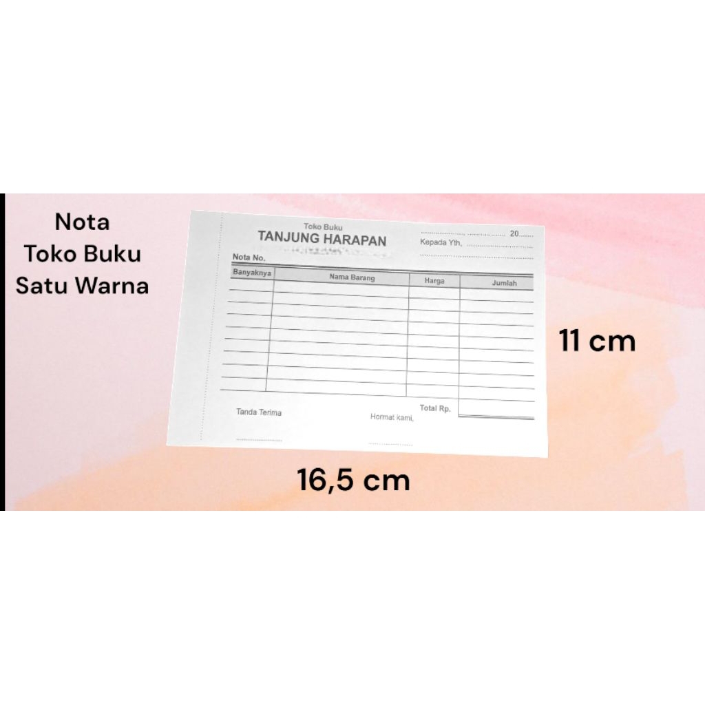 

Nota 1ply Ukuran 1/4 HVS F4