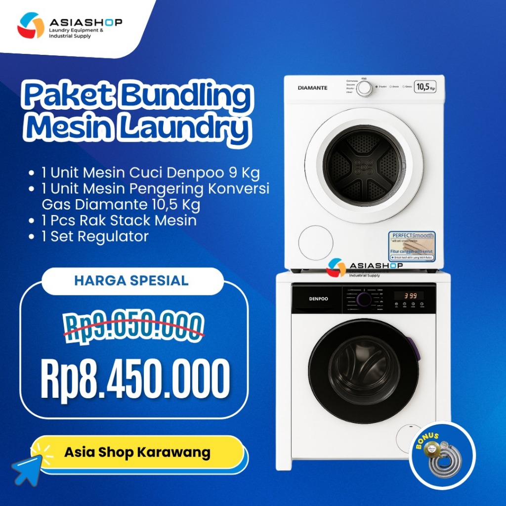 Paket Mesin Laundry Spesial Promo Mesin Cuci Denpoo Mesin Pengering Diamante