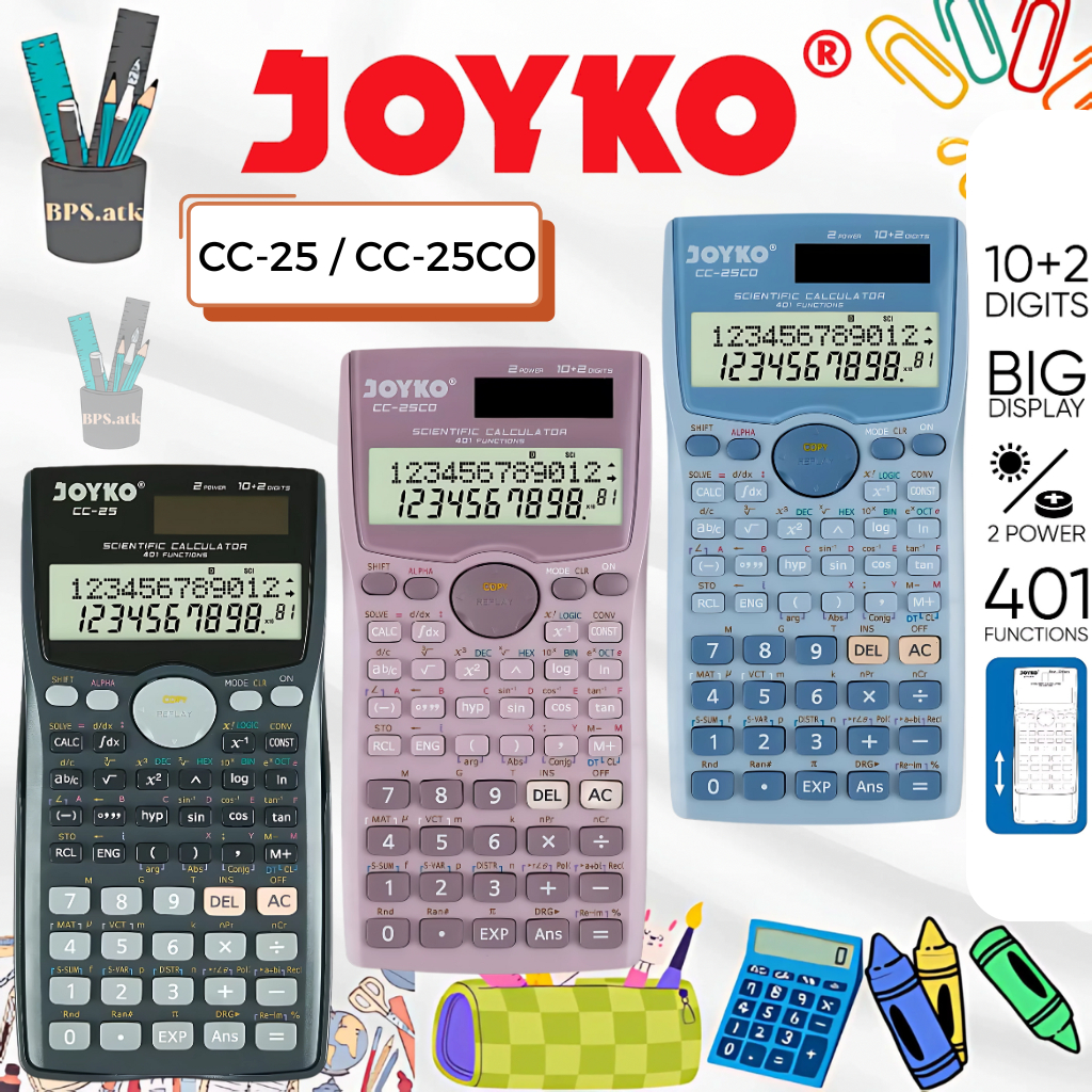 

JOYKO Calculator / Kalkulator CC-25/CC-25CO Scientific 401 Function Kalkulator Terlaris