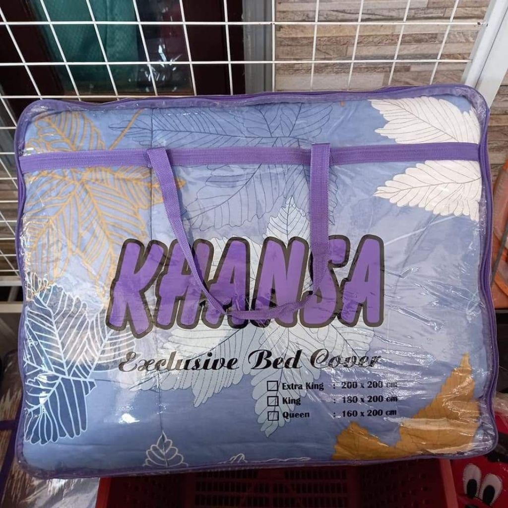 BED COVER KHANSA UK" 180×200 / BED COVER SELIMUT 1 SET SPREI BEST SELLER/BED COVER MURAH ADEM NYAMAN