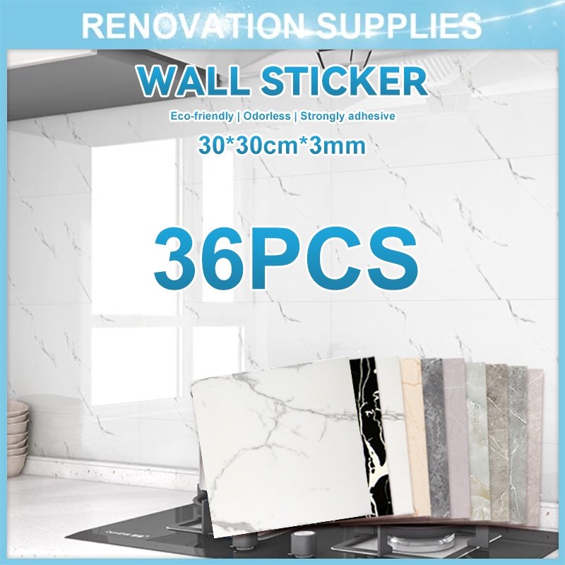 36pcs wallpaper dinning vinyl marble 30x30 cm/lantai vinyl keramik granit/lemari marmer stiker