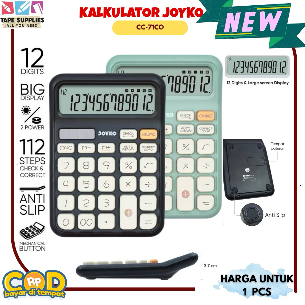 

Calculator JOYKO Kalkulator CC-71CO 12 Digits Check & Correct