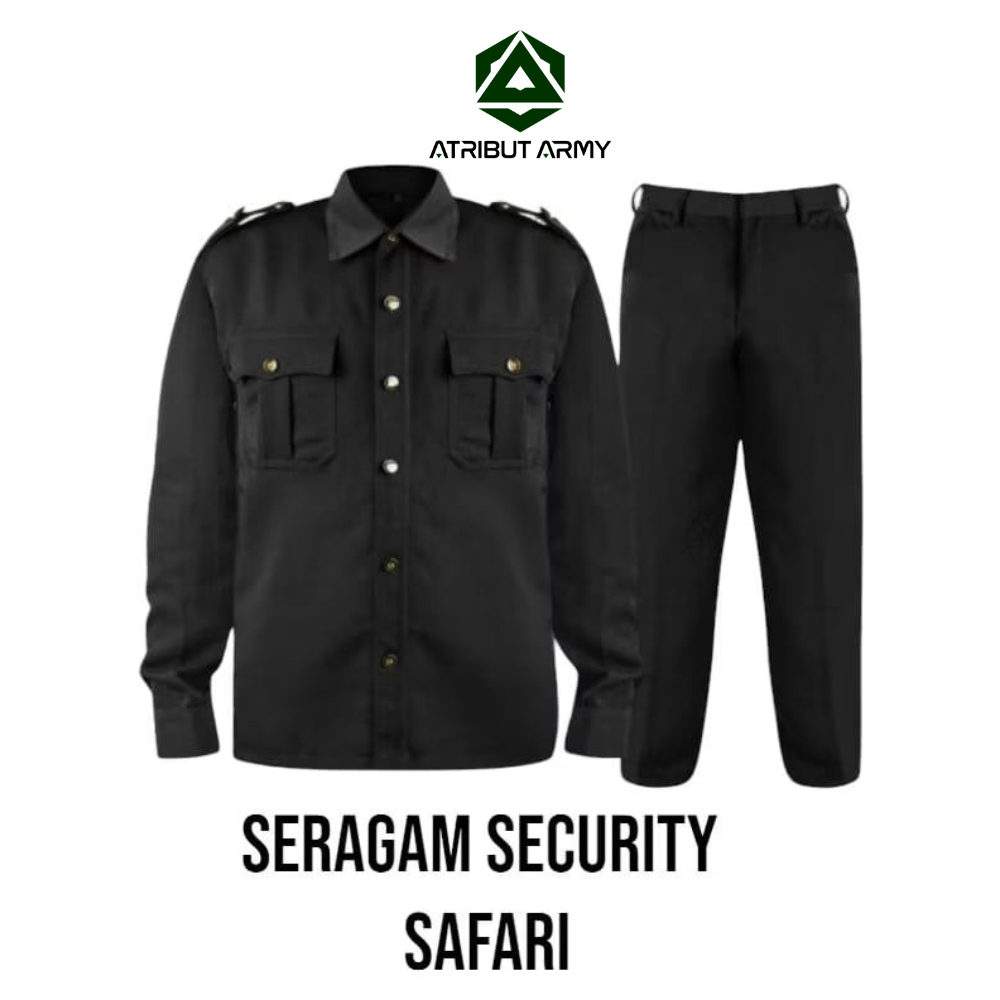 [ 1 Stel ] Seragam Satpam Safari Lengan Panjang / Baju Safari Security Pria Pakaian dan Celana Satpa