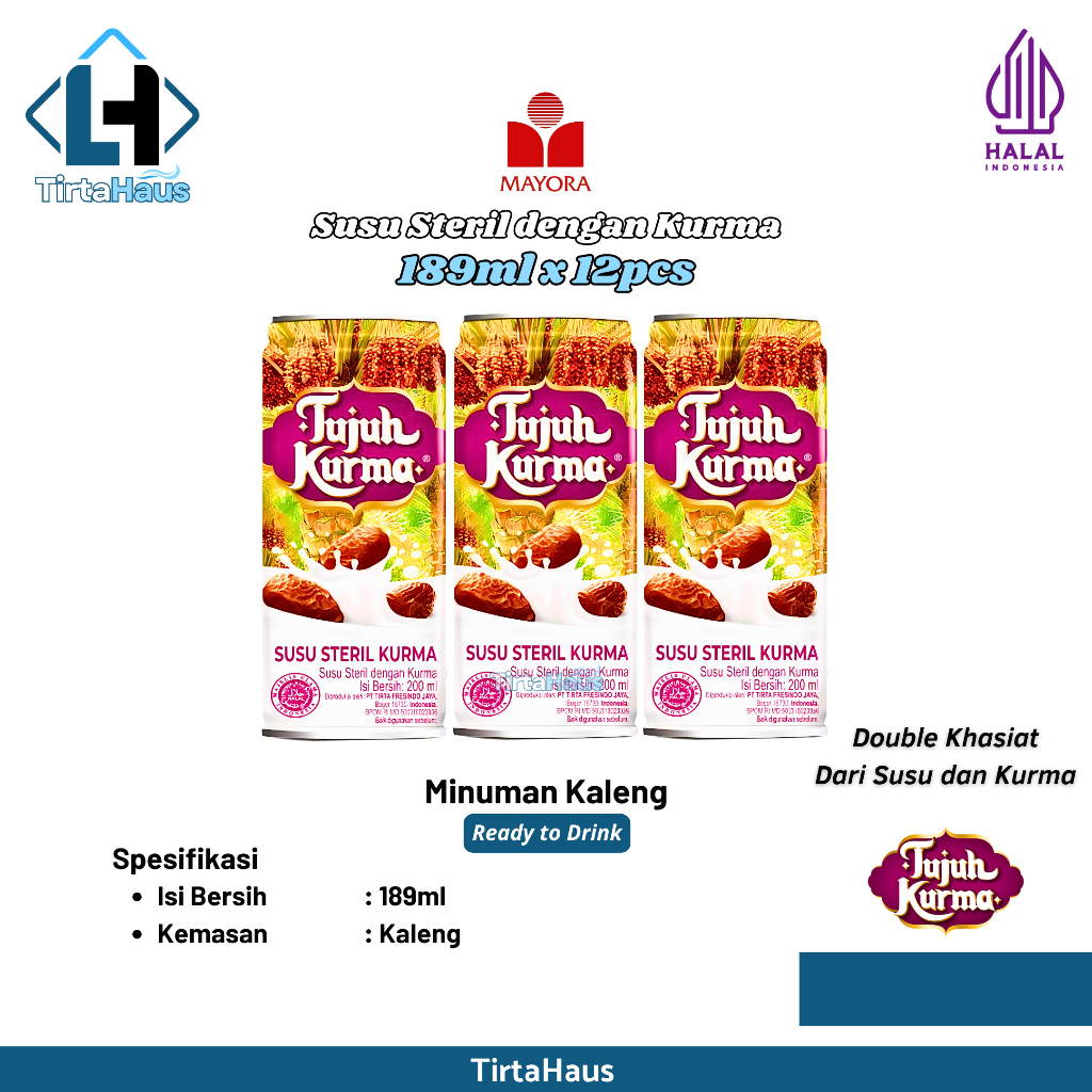 

Tujuh Kurma Susu Steril Dengan Double Khasiat Kemasan 189ml x 12 Kaleng