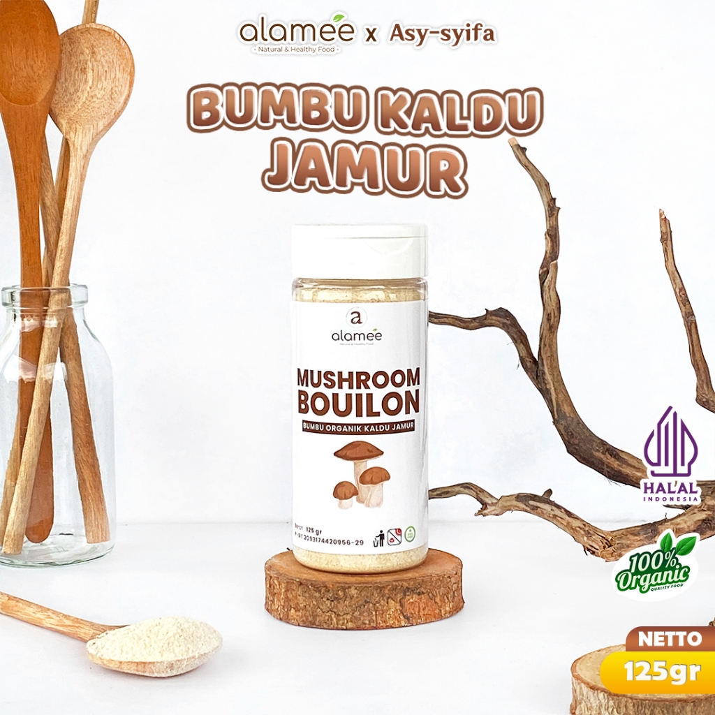 

ALAMEE Kaldu Jamur Mushroom Powder Bubuk Bumbu Dapur Organik Praktis Tabur 125gr ASY SYIFA