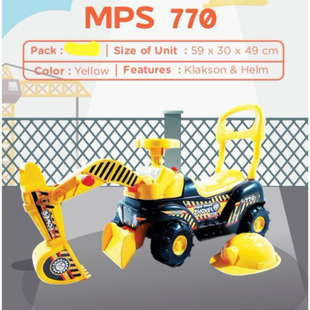 Mainan Mobil Plastik Anak Excavator MPS 770 Produk Tidak Dirakit