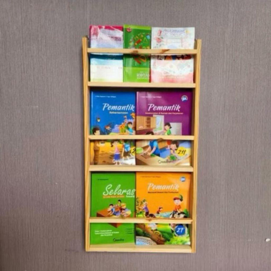Rak buku 3 susun tempel dinding tempat buku dinding gantung rak buku minimalis