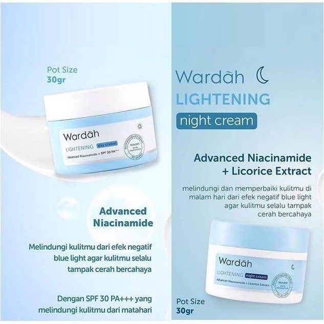 Wardah Lightening Day & Night Cream 30g | WARDAH Lightening Day Cream & Night Cream 30gr