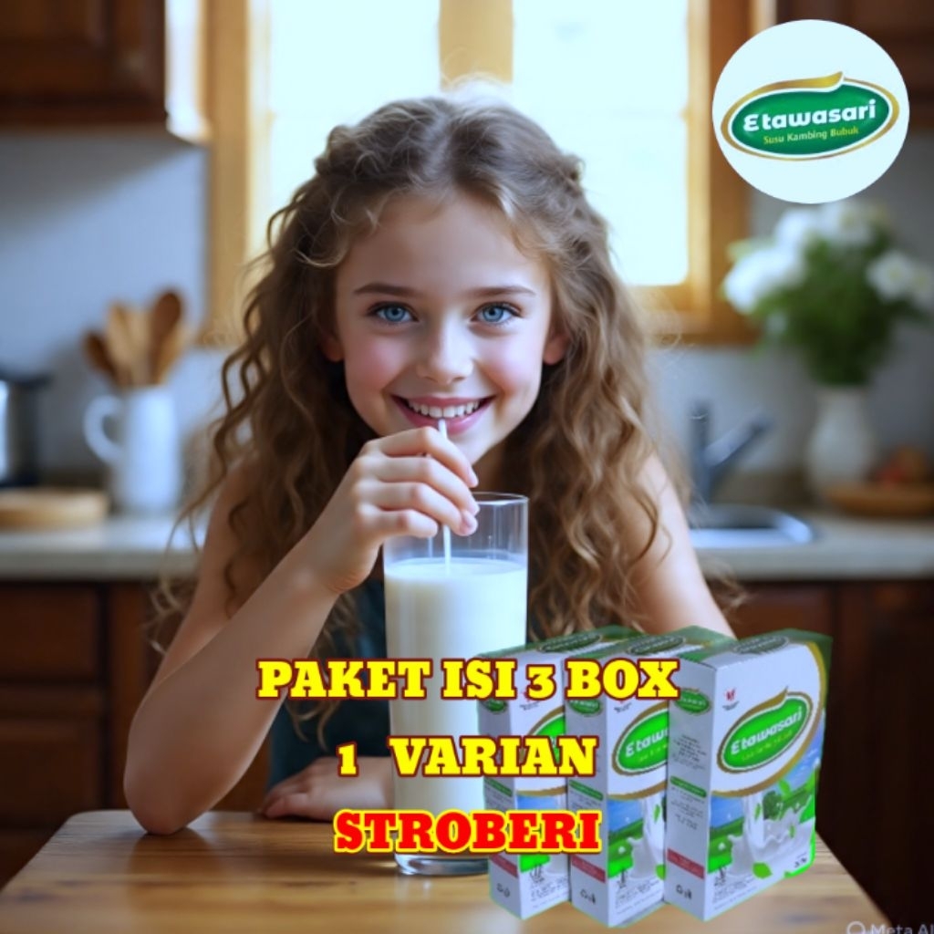 

3 box 1 rasa stroberi susu etawa bubuk etawasari
