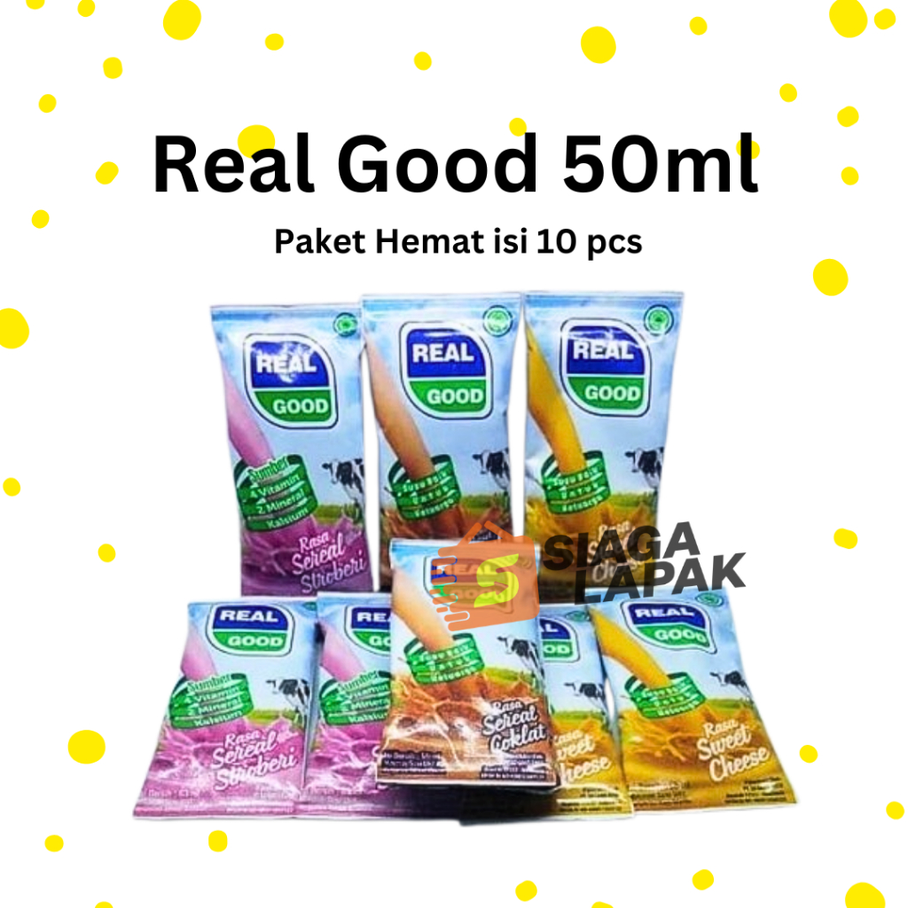 

PAKET 10 PCS Real Good 50ml Susu Bantal All Varian Aneka Rasa [BELI BANYAK LEBIH MURAH]