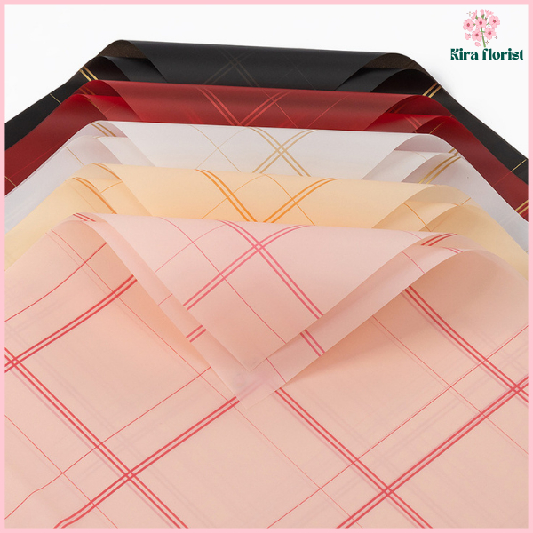 

Kertas Buket Solid Full Square Pattern Flower Wrapping Cellophane Motif Kotak Grid / Kertas Kado KB6191