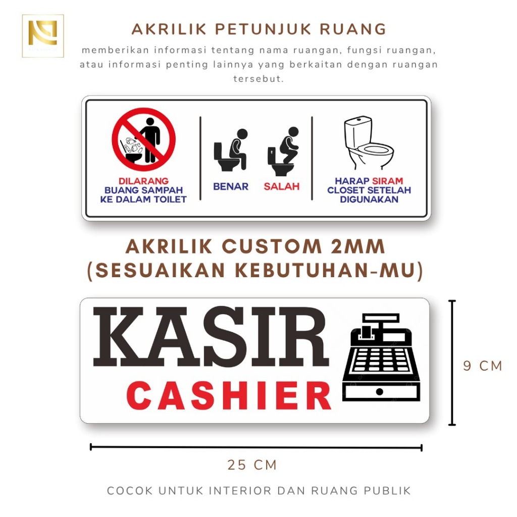 

Papan Akrilik Custom Uk 25x9 cm Tulis nama, Logo atau Desain Sendiri