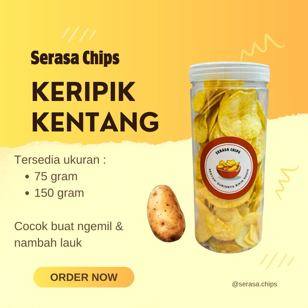 

Serasa Chips | Keripik Kentang Renyah Gurih 150gr - Toples 1300ml Serasa Chips | Keripik Kentang Renyah Gurih 75gr - Toples 600ml
