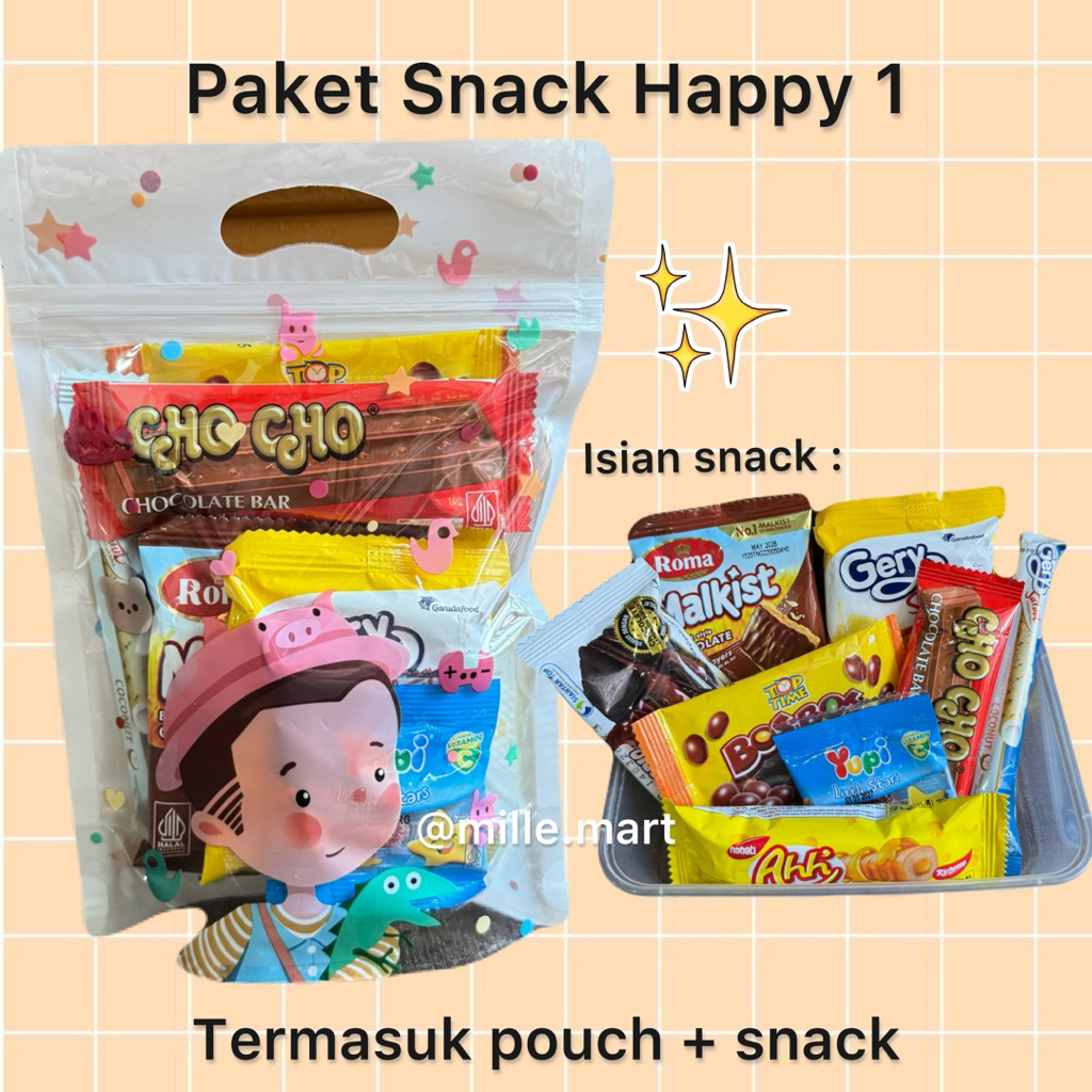 

Paket Happy 1 - Goodiebag tas ulang tahun snack/ziplock goodie bag/Paket Ulang Tahun Anak/Bingkisan Ulang Tahun Anak/Souvernir Pesta Ulang Tahun/Hampers Ulang Tahun Anak/Paket Makanan Ringan Anak