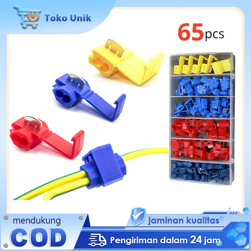 65pcs Klip Konektor Kabel Jumper Klip Terminal Konektor Kabel Quick Splice Wire Connector Clip
