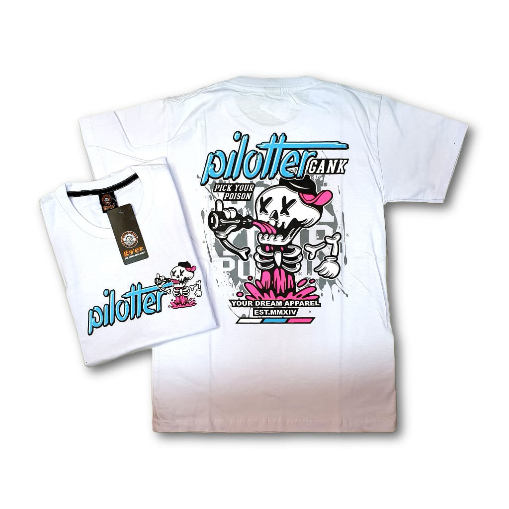 KAOS DISTRO TERBARU MOTIF PILOTER GANK BUKAN OUTFIT BIASA WARNA PUTIH