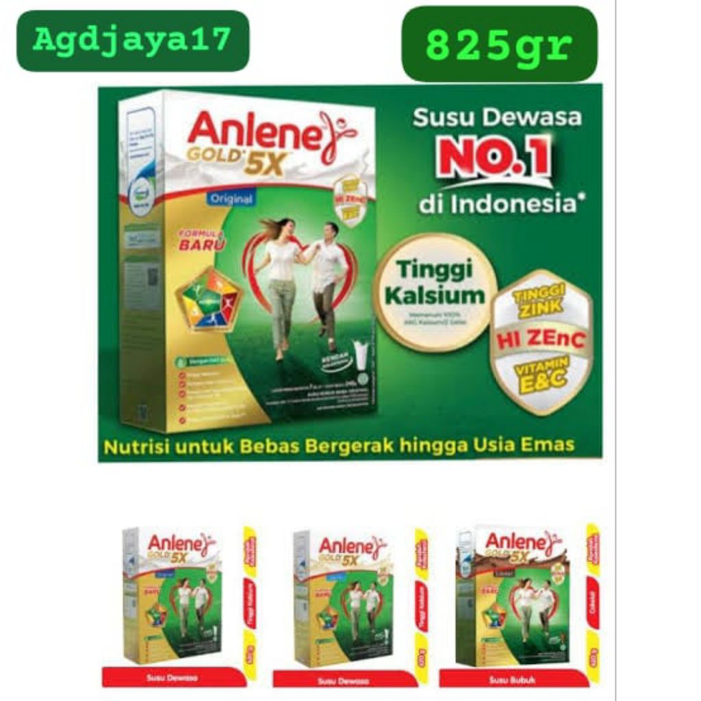 

Anlene Gold 5X Susu Bubuk Dewasa 825gr [1 Karton isi 12Pcs] Susu Kesehatan Tulang dan Sendi merdeka osteoporosis - Promo Special Payday