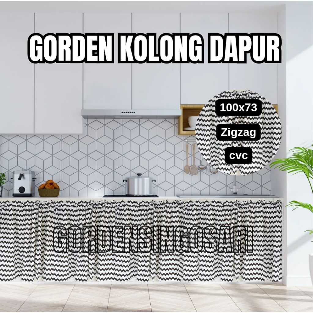 GORDYN TIRAI KOLONG DAPUR MONSTERA SHABBY