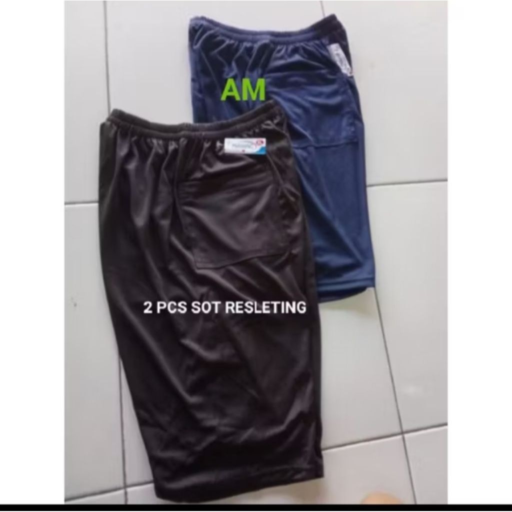 Paket hemat 2 pcs celana sot kantong resleting pria wanita termurah