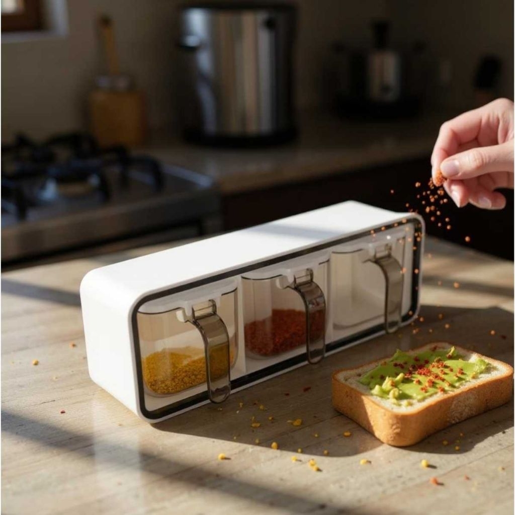 Tempat Bumbu Dapur Set Gantung Tempel Dinding Rak Bumbu Dapur Dinding Kotak Bumbu Dapur Set Sekat Mu