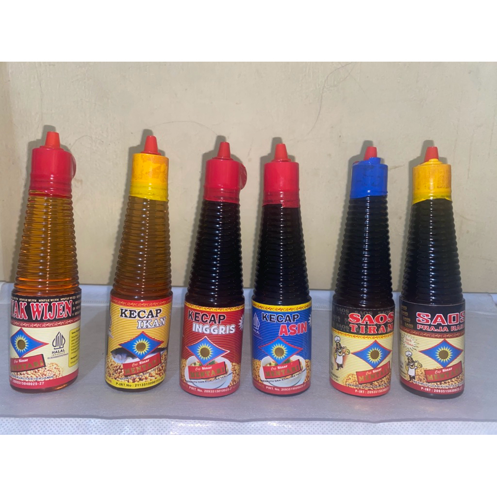 

Paket Hemat isi 6 botol Cap Sinar Mentari 150ml | Minyak Wijen, Kecap Ikan, Kecap Inggris, Kecap Asin, Saos Tiram, Saos Praja Rasa