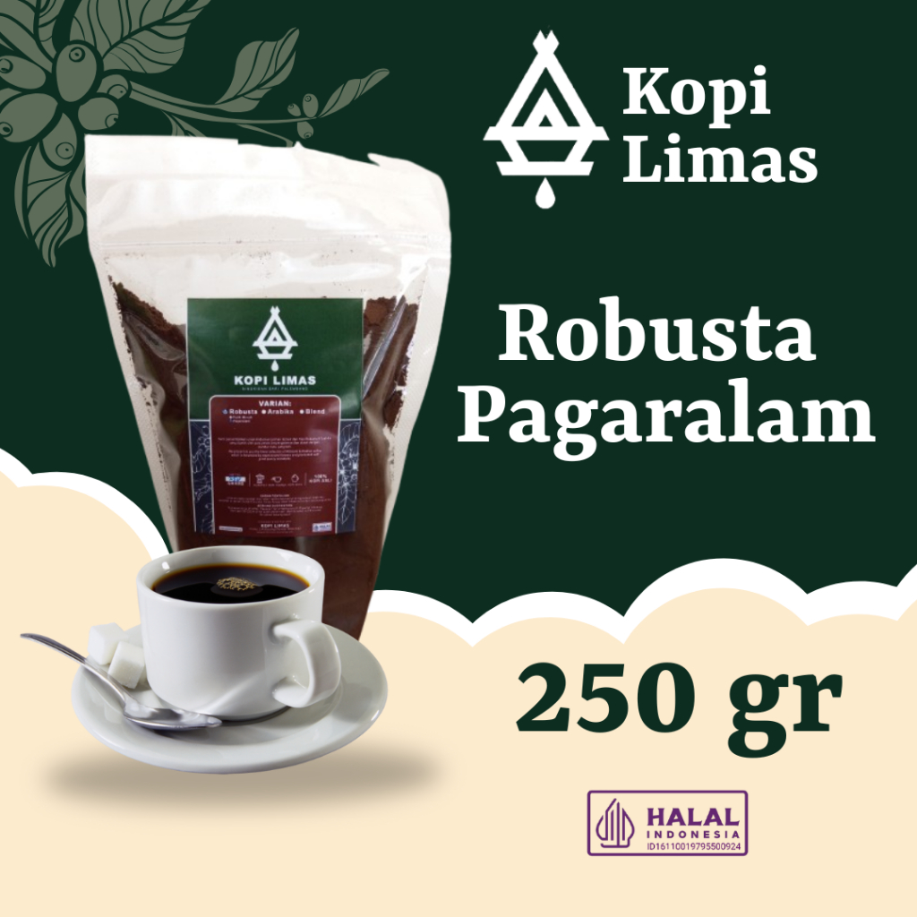 

Kopi Bubuk Robusta Pagaralam Asli 250gr - 100% Murni Tanpa Campuran - Kopi Limas