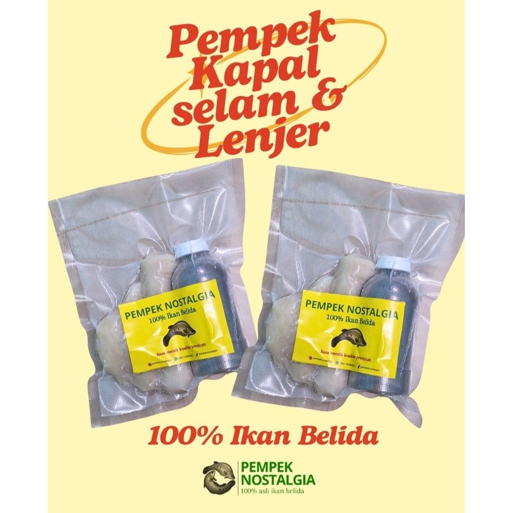 

Pempek Nostalgia 100% ikan belida | Pempek Lenjer 1 pcs, pempek kapal selam 1 pcs, 1 botol cuka 150 ml, pempek frozen, pempek palembang asli