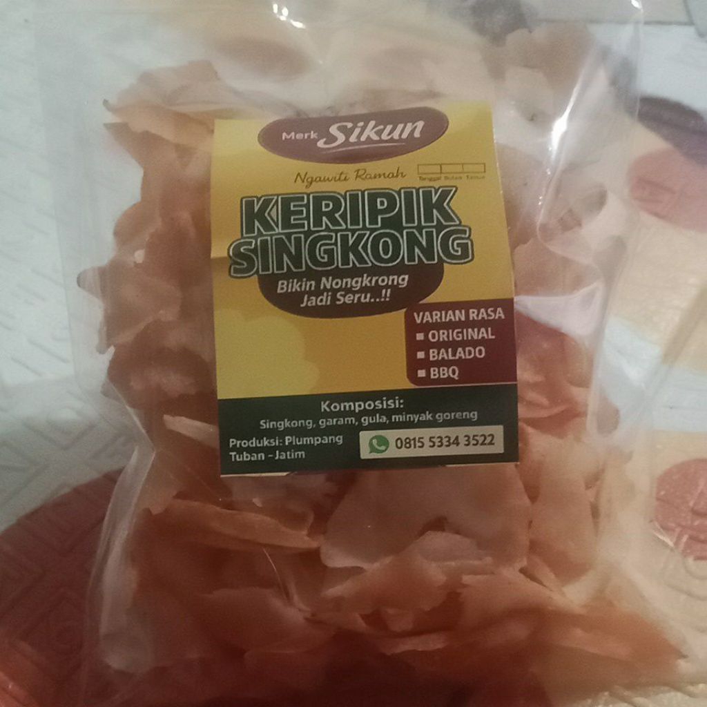 

keripik singkong rasa BBQ kemasan 100gram merk si kun
