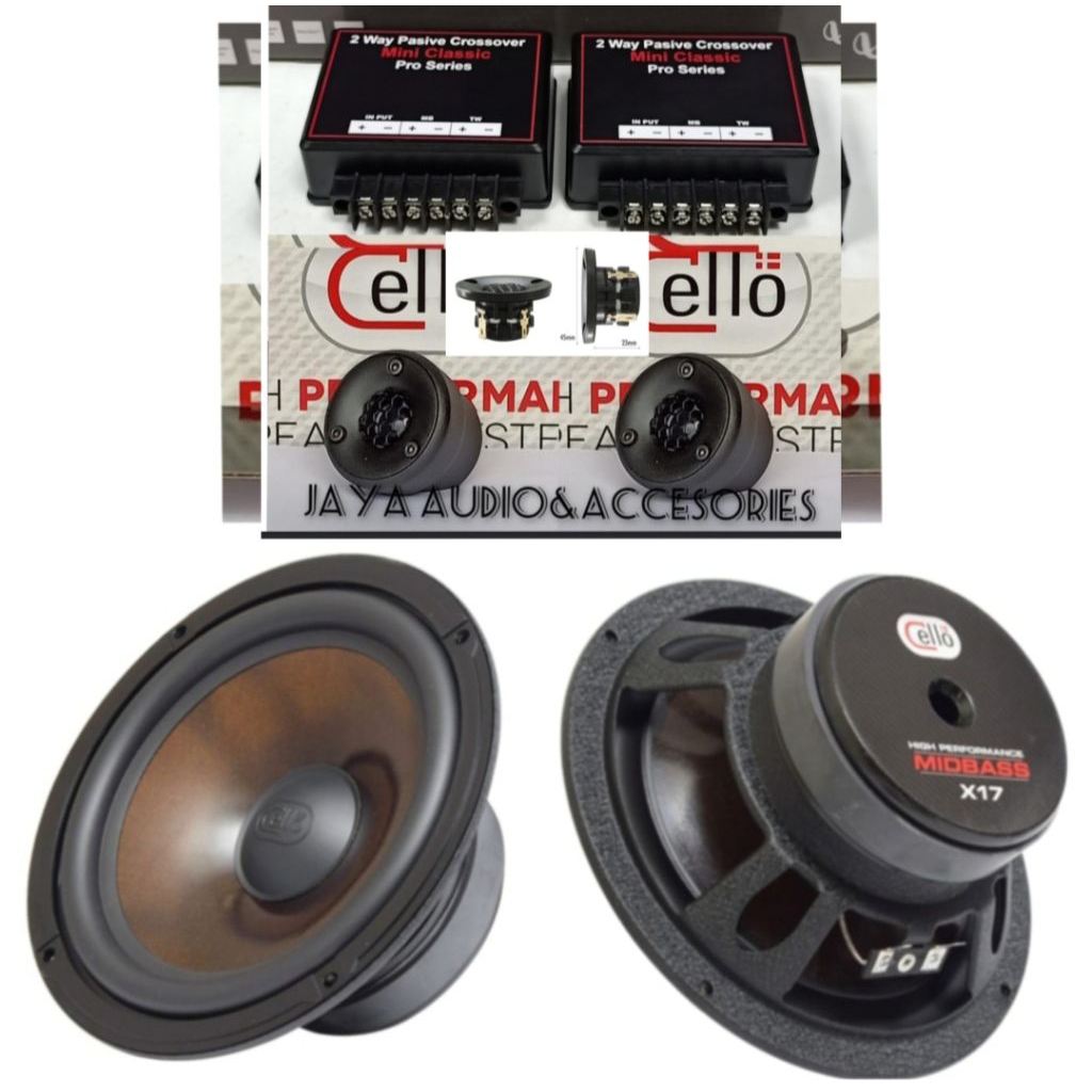 Speaker Split 2Way Cello Midbass X17 Hi-Res Super Tweeter Cello DX13NC/G Include Crossover 2Way Mini