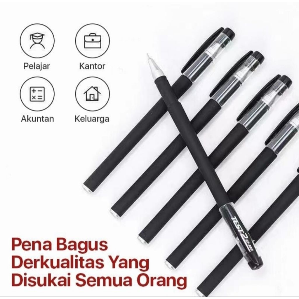 

Pulpen gel 0.5 mm 1 pack 12 pcs warna hitam
