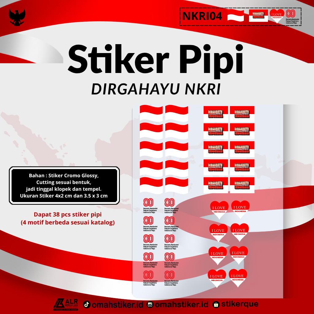 

[Paket] Stiker Pipi Besar Merah Putih HUT 80 RI Kemerdekaan Indonesia BERKIBAR