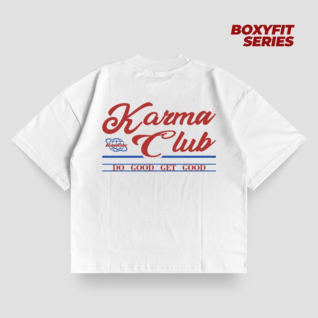 BLOODLINE Kaos Boxy Oversized KARMA CLUB White Pria dan Wanita - Cotton Combed 24s