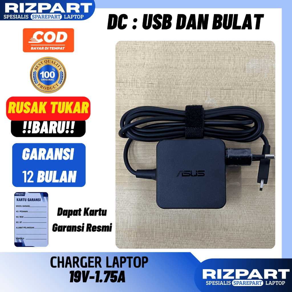 [ORI] CAS CHARGER LAPTOP ASUS E202 E202S E202SA E203 E203nah 19V - 1.75A ADAPTOR ORIGINAL