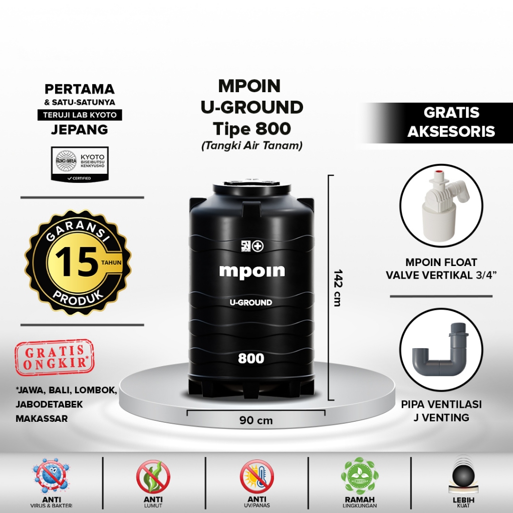 Tangki Air Tanam / Toren Air Pendam MPOIN PLUS 800 U-Ground