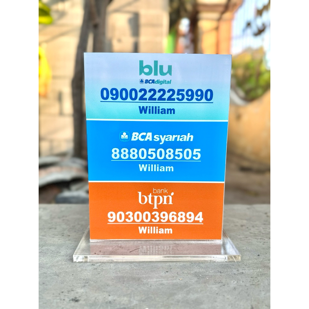 

BISA CUSTOM / EDIT REKENING AKRILIK PAPAN MEJA UKURAN 20x15cm BAHAN TEBAL