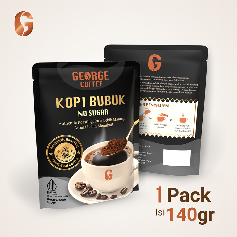 

Kopi Bubuk *Kopi Hitam tanpa Gula* George Coffee 140 gr (Rasa authentic, roasting dgn KAYU BAKAR)