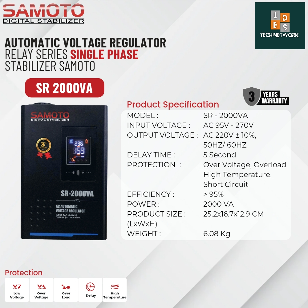Stabilizer Samoto SR2000 Stabilizer Relay SR 2000VA Single Phase