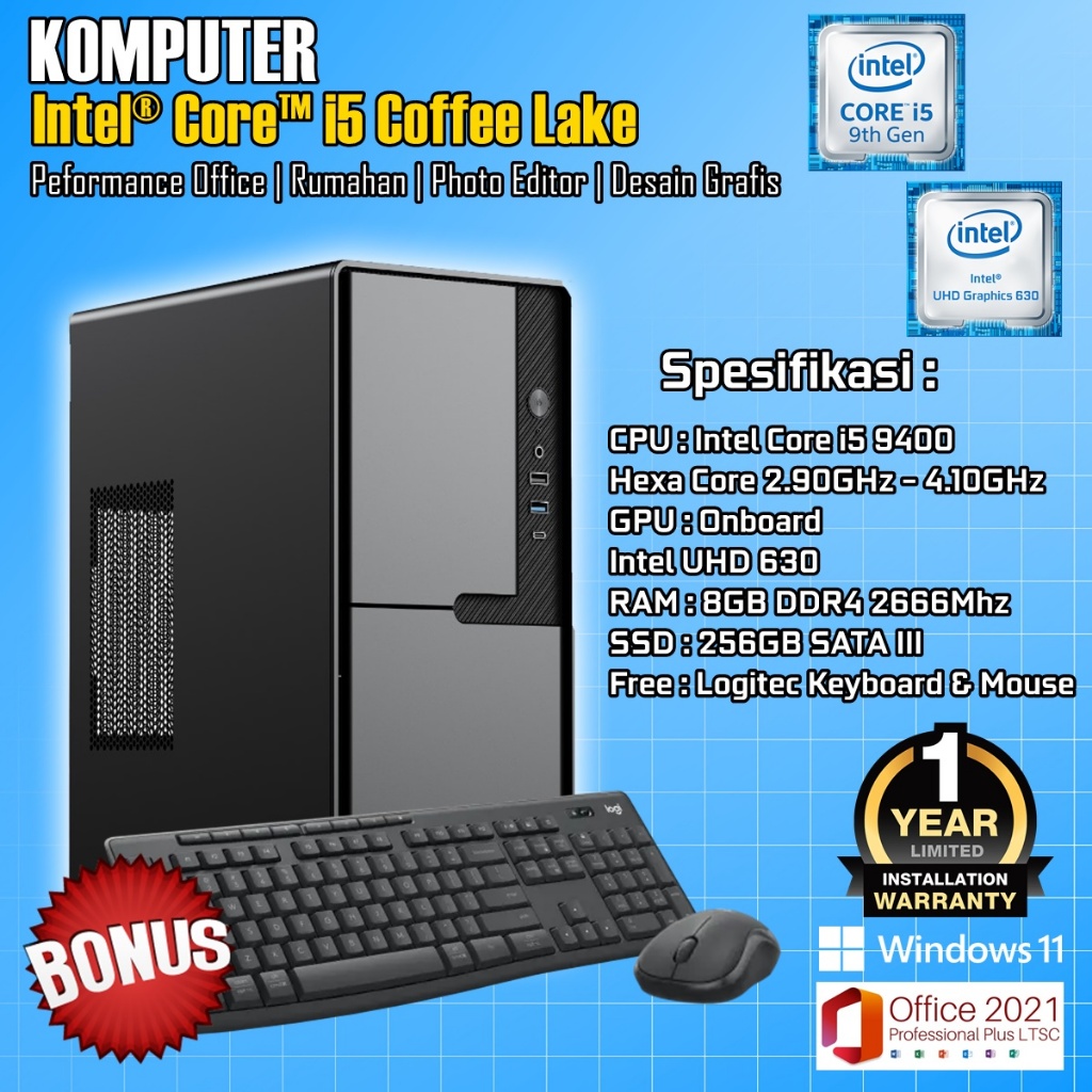 KOMPUTER PC RAKITAN | intel Core i5 9400 | RAM 8GB