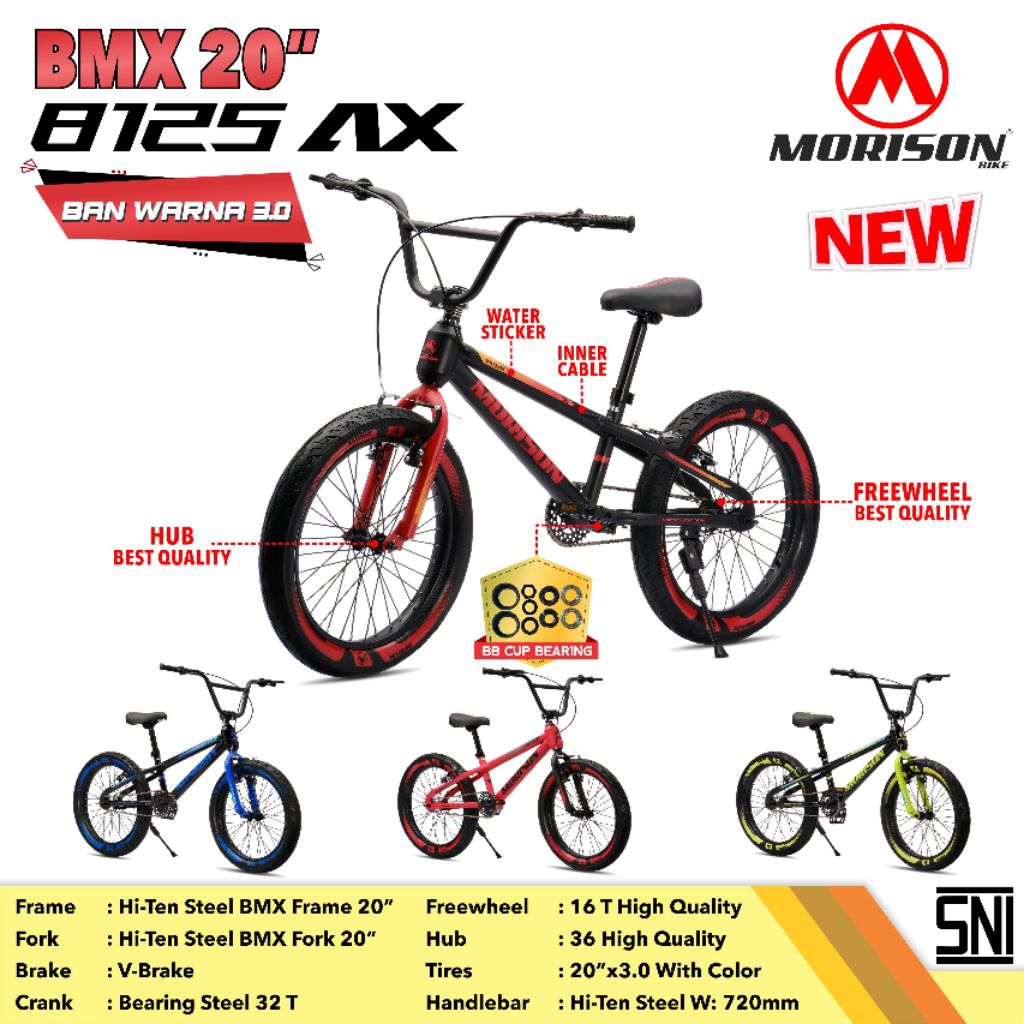 SEPEDA BMX 20 INCH SEPEDA ANAK LAKI LAKI MORISON 8125 AX BAN 2.4 dan 3.0 / MORTEIN 513  / MAZARA 227