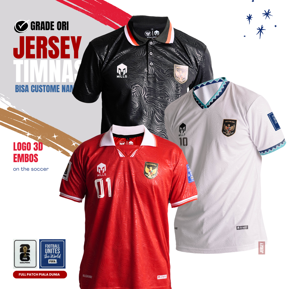 Jersey Timnas indonesia Mills Hitam Dewasa Tersedia Big size Unisex pria Wanita