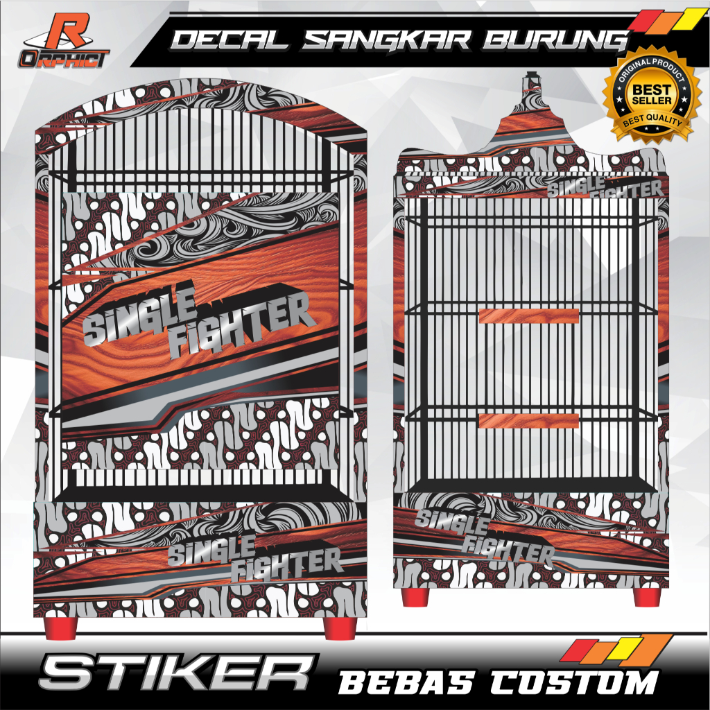 custom STICKER KANDANG batik coklat DECAL SANGKAR BURUNG KOTAK STIKER KOSAN 40X40 REPLIKA KHOSAN unt