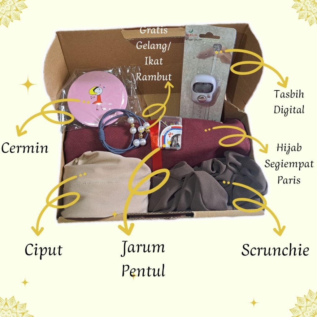 Kado Hampers Hijab Gift Box Hijab Segiempat Paris Premium Paket Murah