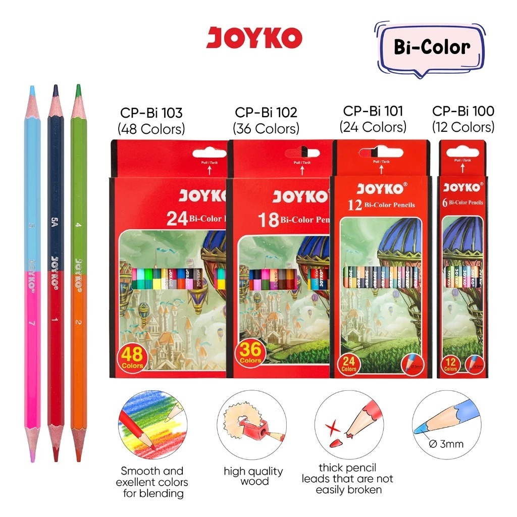 

Joyko Bi-Color Pencils Duo Color 2 Warna Per Pensil