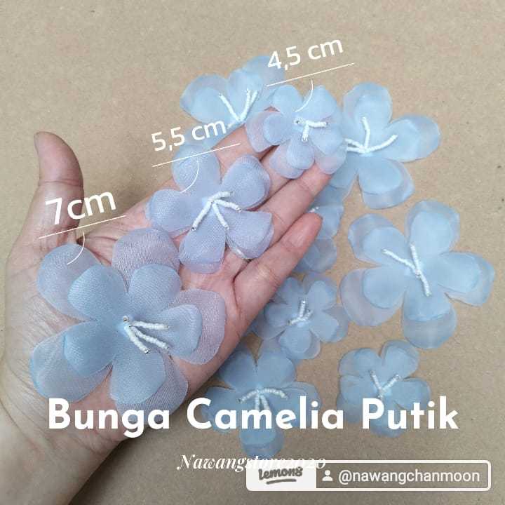 Aplikasi Bunga Camelia Putik /organza /payet /jahit /gaun /kebaya
