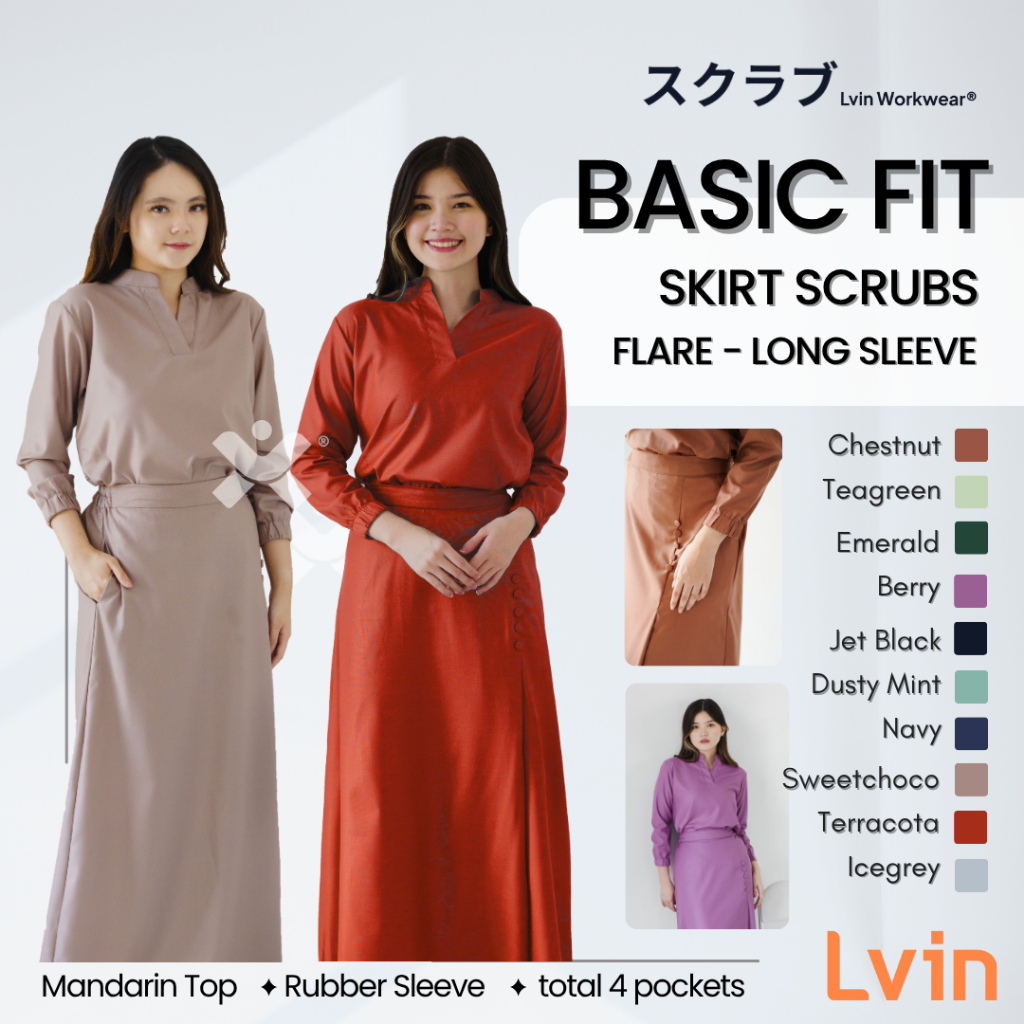 [ Lvin ] Vol V - Skirt Scrub - BAJU SCRUB MEDICAL SCRUB SUIT DOCTOR'S SCRUB FOR WOMEN / SKIRT / Set 